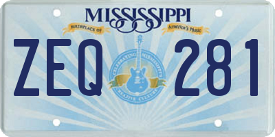 MS license plate ZEQ281