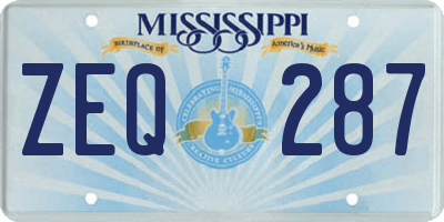 MS license plate ZEQ287