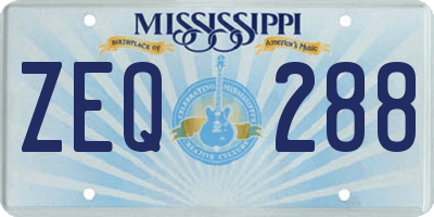 MS license plate ZEQ288