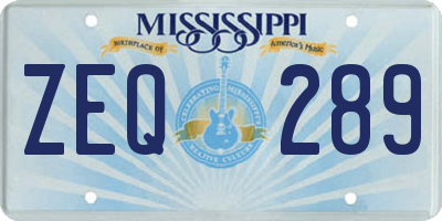 MS license plate ZEQ289
