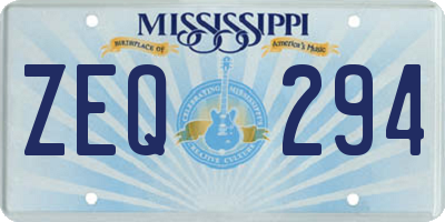 MS license plate ZEQ294