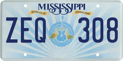 MS license plate ZEQ308