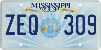 MS license plate ZEQ309