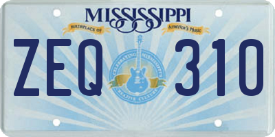 MS license plate ZEQ310