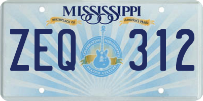 MS license plate ZEQ312