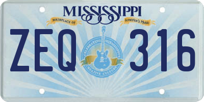 MS license plate ZEQ316