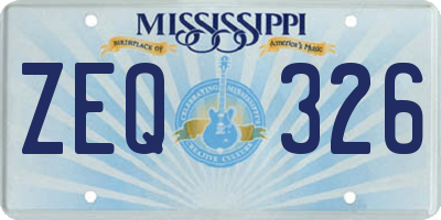 MS license plate ZEQ326
