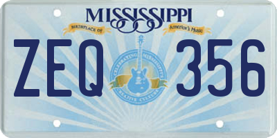 MS license plate ZEQ356