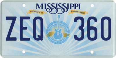 MS license plate ZEQ360