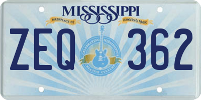 MS license plate ZEQ362