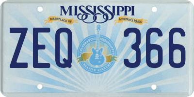 MS license plate ZEQ366