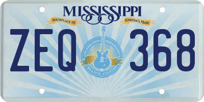 MS license plate ZEQ368