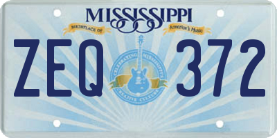 MS license plate ZEQ372