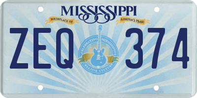 MS license plate ZEQ374