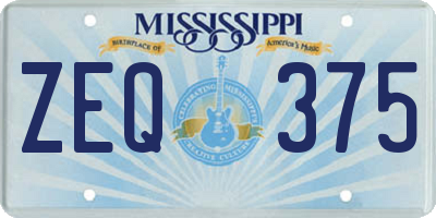 MS license plate ZEQ375