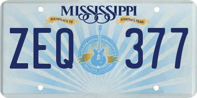 MS license plate ZEQ377