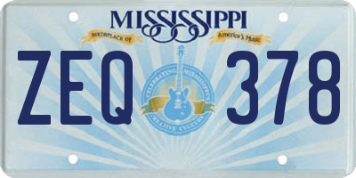 MS license plate ZEQ378