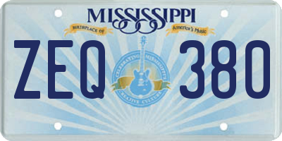 MS license plate ZEQ380
