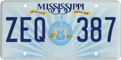 MS license plate ZEQ387