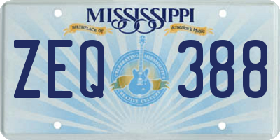 MS license plate ZEQ388