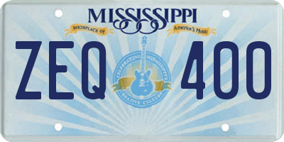 MS license plate ZEQ400