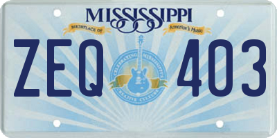 MS license plate ZEQ403