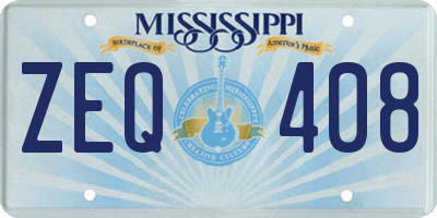 MS license plate ZEQ408