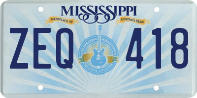 MS license plate ZEQ418