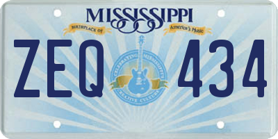 MS license plate ZEQ434