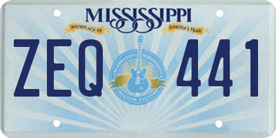 MS license plate ZEQ441