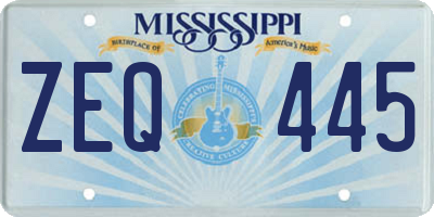 MS license plate ZEQ445
