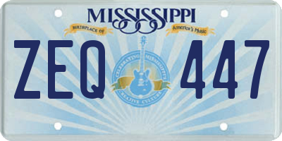 MS license plate ZEQ447