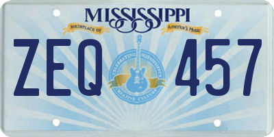 MS license plate ZEQ457