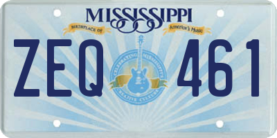 MS license plate ZEQ461