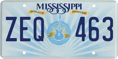 MS license plate ZEQ463