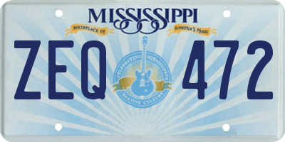 MS license plate ZEQ472