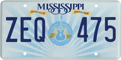 MS license plate ZEQ475