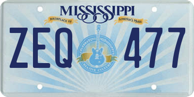 MS license plate ZEQ477