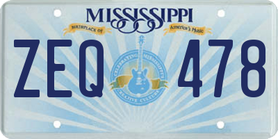 MS license plate ZEQ478
