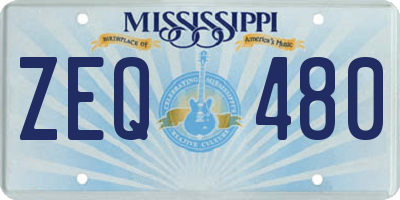 MS license plate ZEQ480