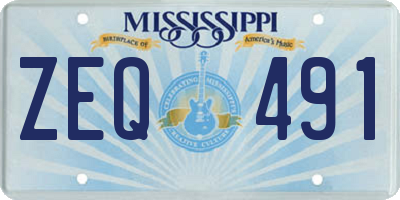MS license plate ZEQ491