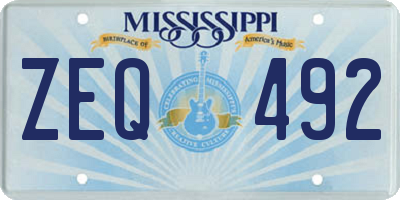 MS license plate ZEQ492