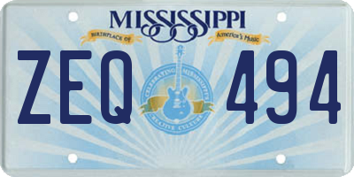 MS license plate ZEQ494