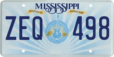 MS license plate ZEQ498