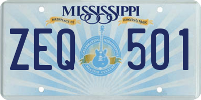 MS license plate ZEQ501