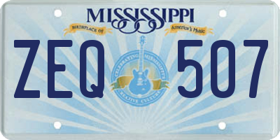 MS license plate ZEQ507