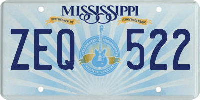 MS license plate ZEQ522