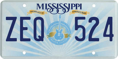 MS license plate ZEQ524