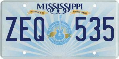MS license plate ZEQ535
