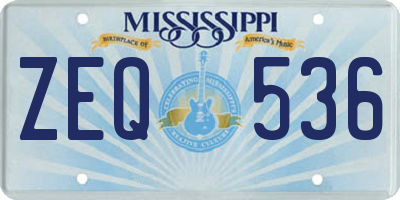 MS license plate ZEQ536